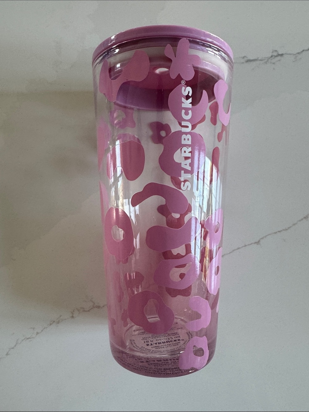 Starbucks Pink Leopard-Pattern Glass Tumbler